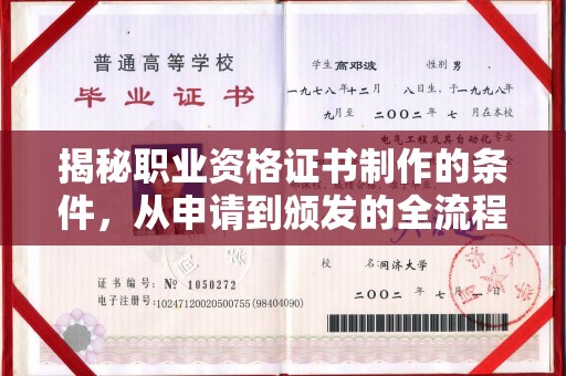 巨野揭秘职业资格证书制作的条件，从申请到颁发的全流程解析